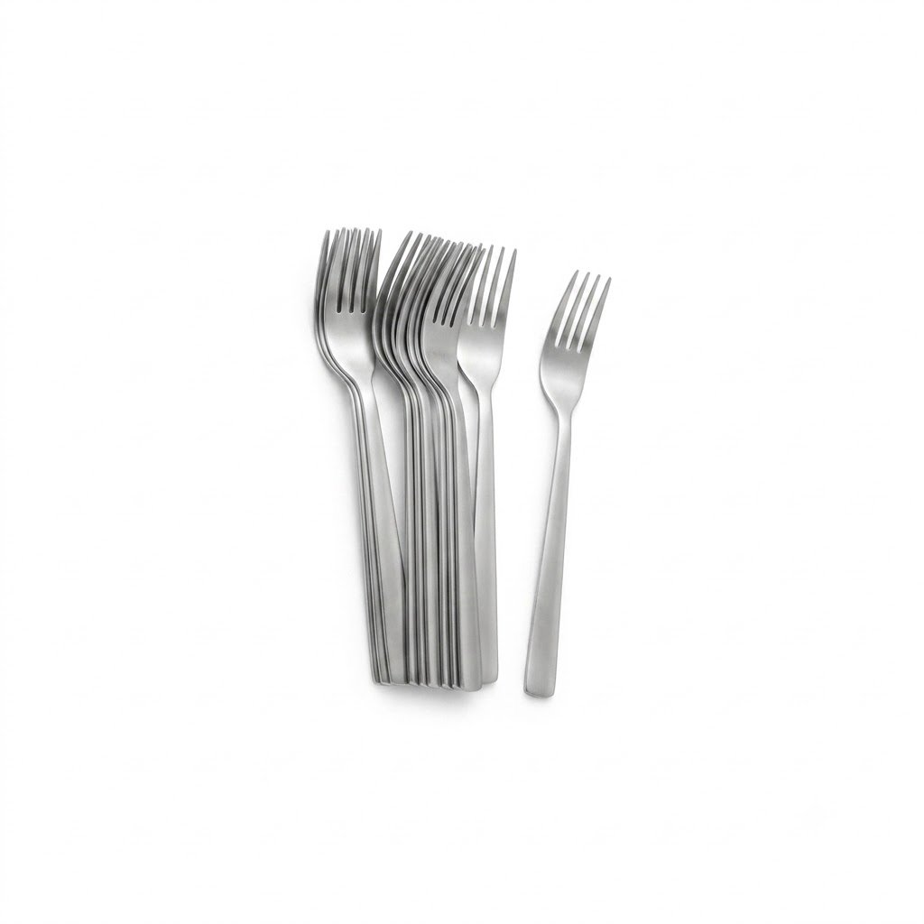 12-piece stainless steel dinner fork set with a streamlined and matte design - Image 3