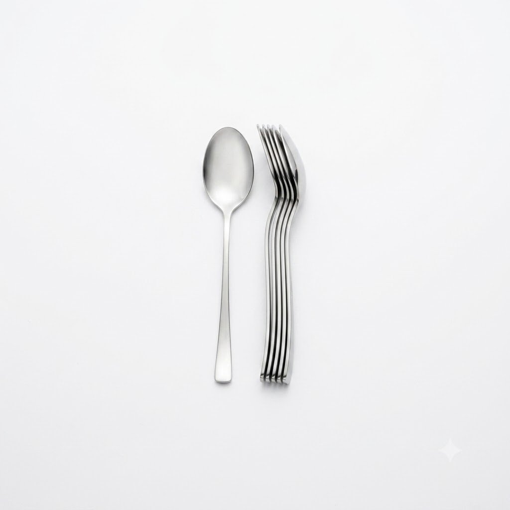 A 6-piece stainless steel cutlery set with a sleek, matte design. - Image 2
