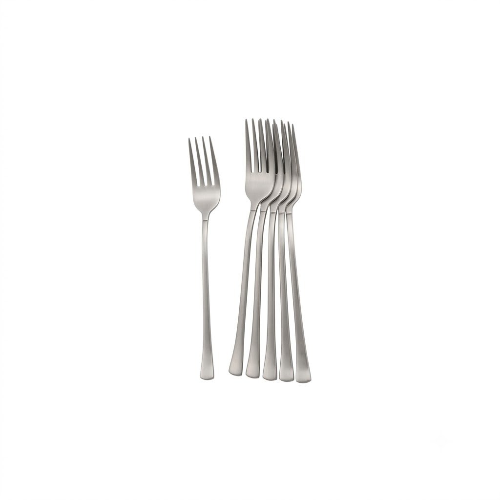A 6-piece stainless steel cutlery set with a sleek, matte design.