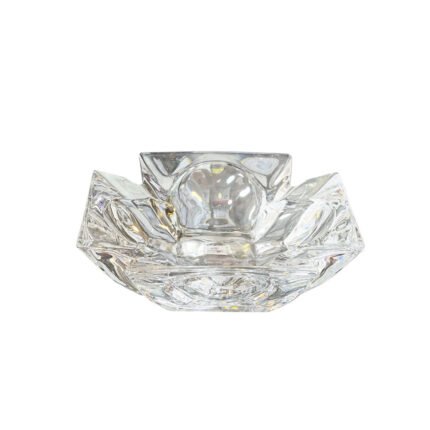 Blank Max Crystal Clear Glass Ashtray Heavy Duty Geometric Cut Design for Home and Office
