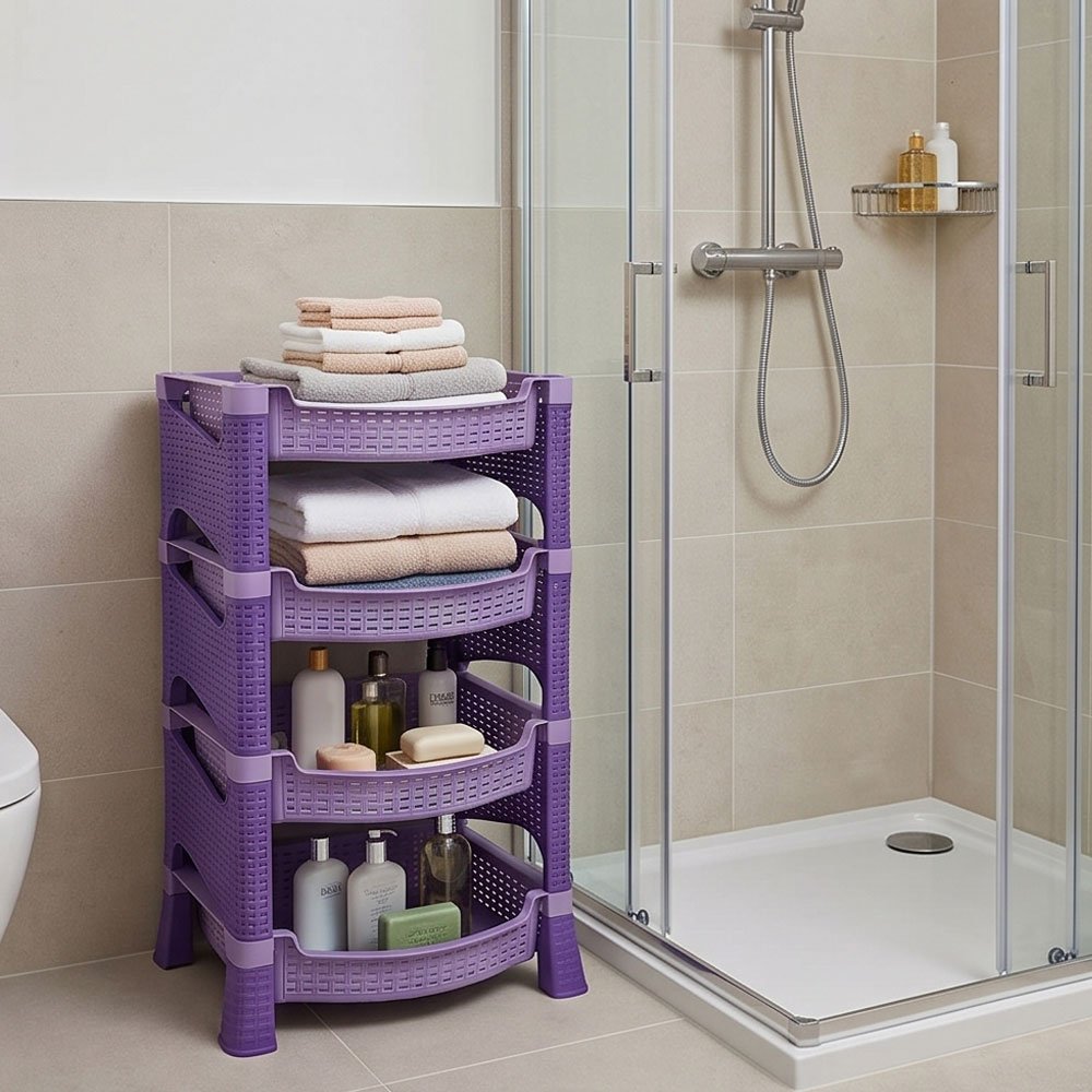 El Andalus 4-Tier Rattan Plastic Organizer Storage Rack Trolley Shelf Utility - Image 3