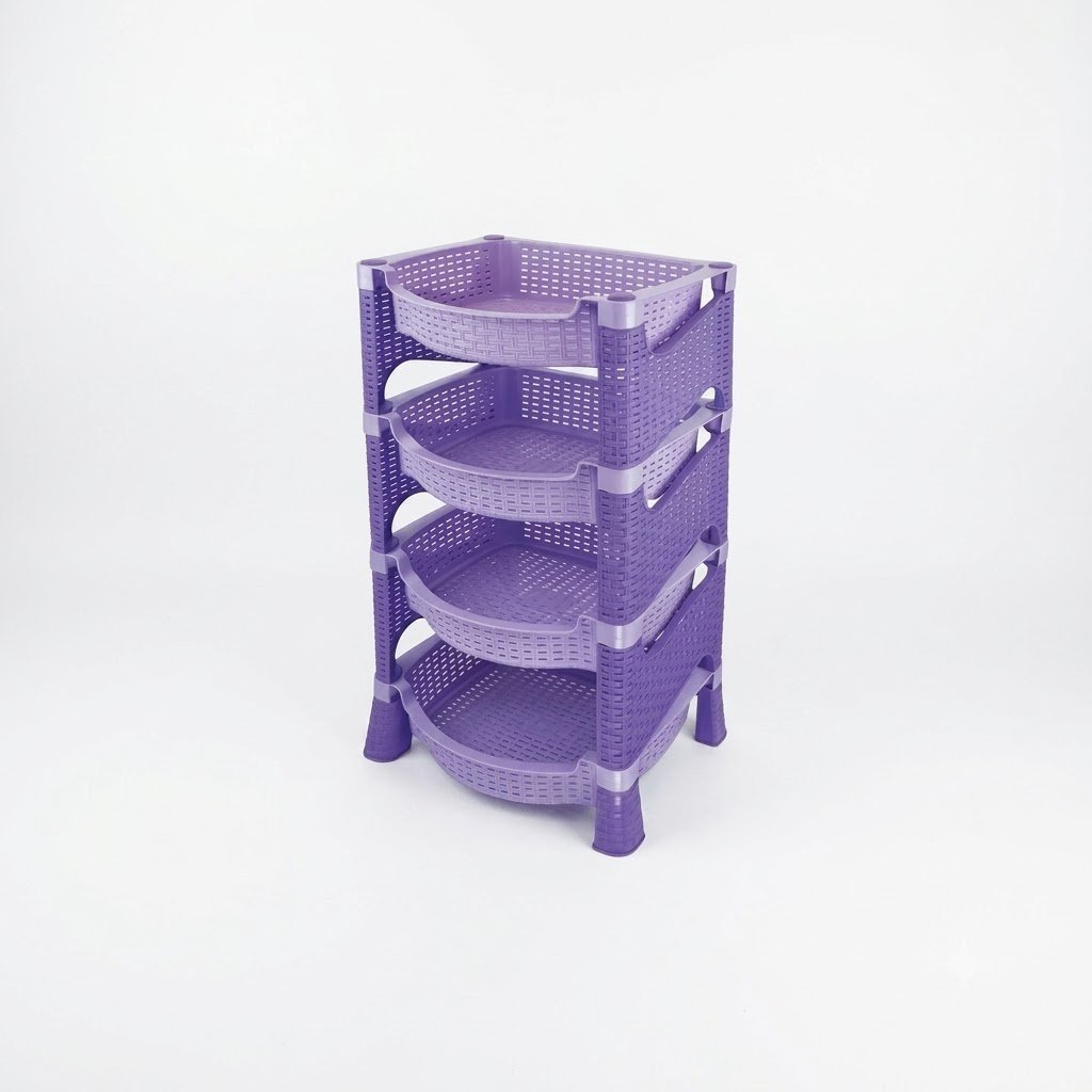 El Andalus 4-Tier Rattan Plastic Organizer Storage Rack Trolley Shelf Utility