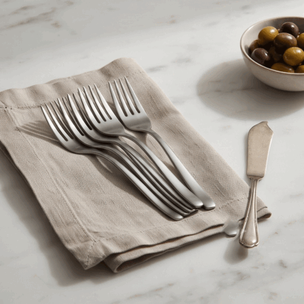 12-piece stainless steel dinner fork set with a sleek and elegant design