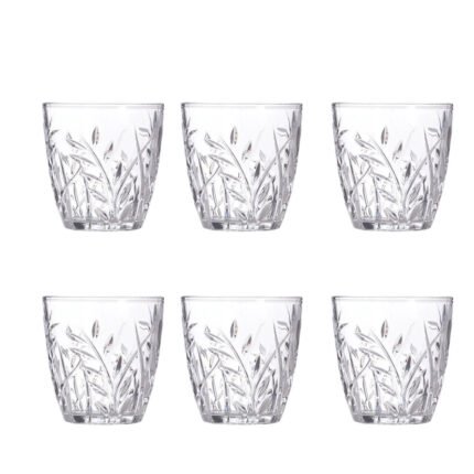 Plank Max Crystal Cut Glass Drinking Cups Mugs Set 6 Pieces For Water Juice Soda