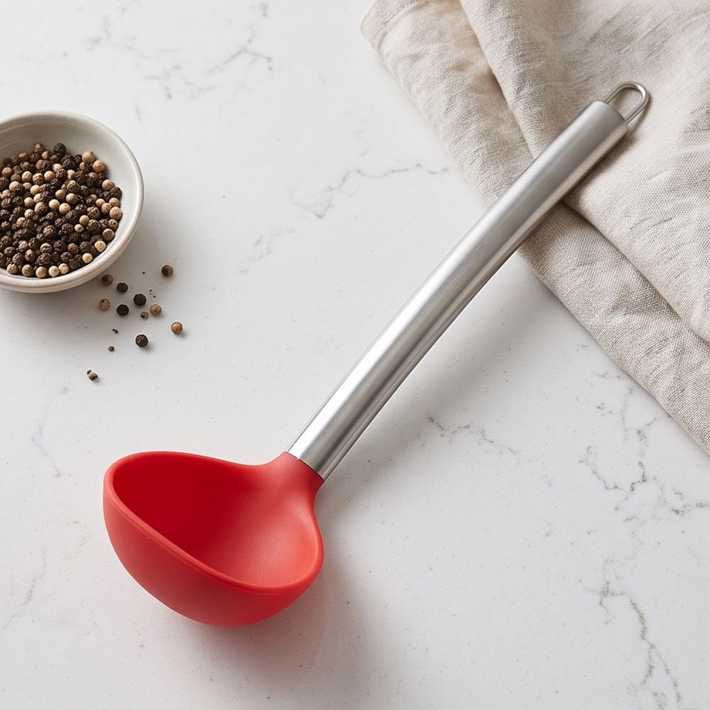 Al Rehman Silicone Skimmer Slotted Spoon with Stainless Steel Handle Tool - Image 7