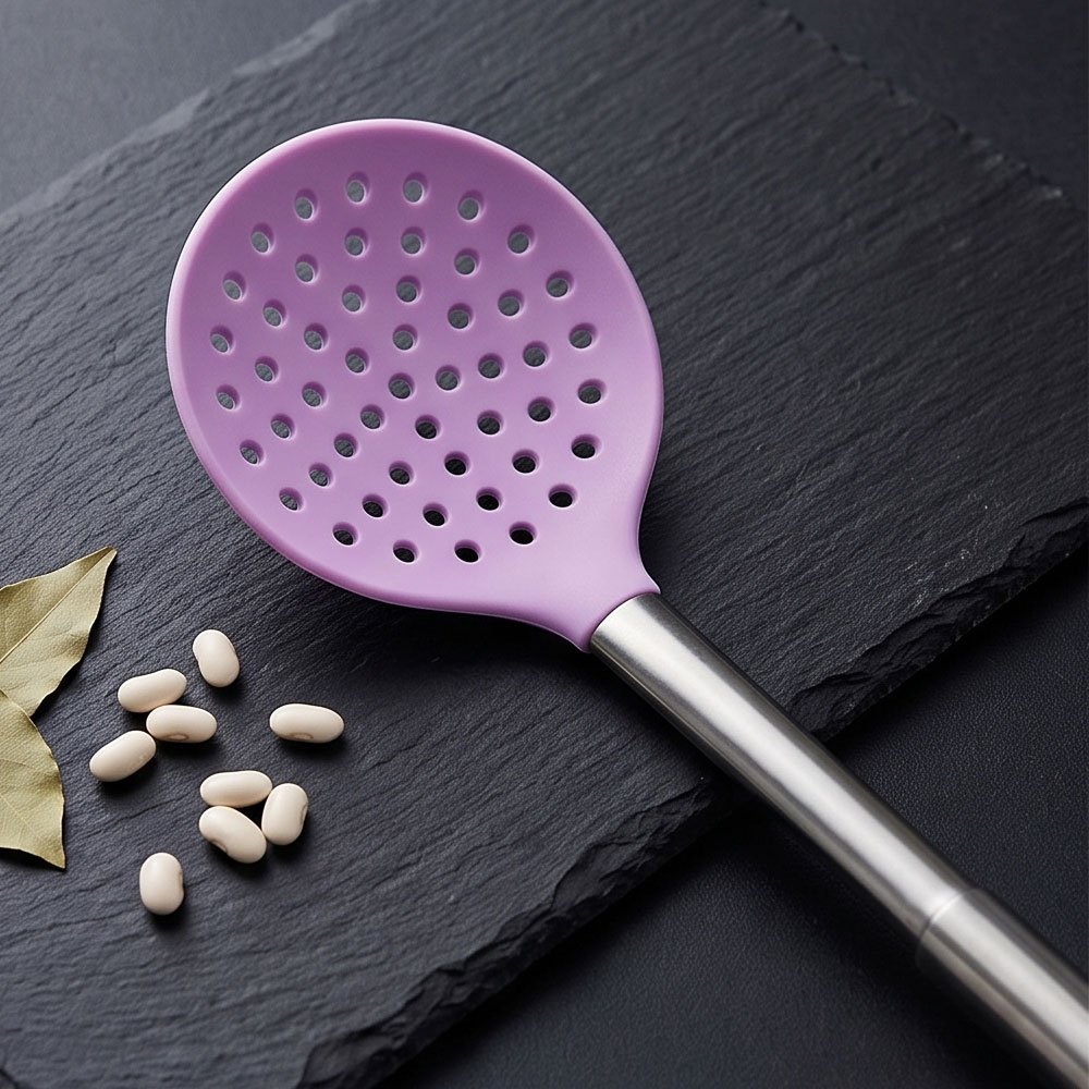 Al Rehman Silicone Skimmer Slotted Spoon with Stainless Steel Handle Tool - Image 3