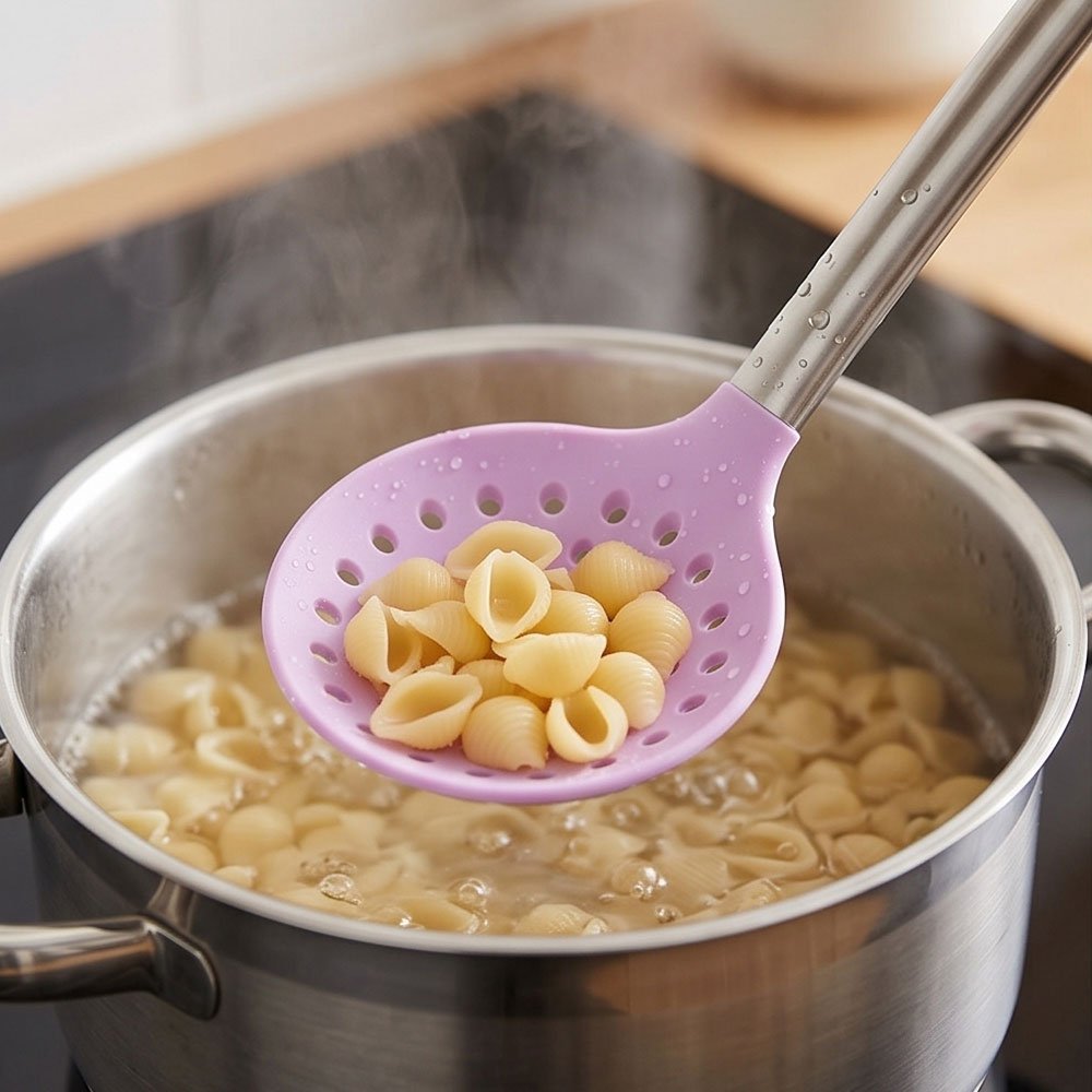 Al Rehman Silicone Skimmer Slotted Spoon with Stainless Steel Handle Tool - Image 4