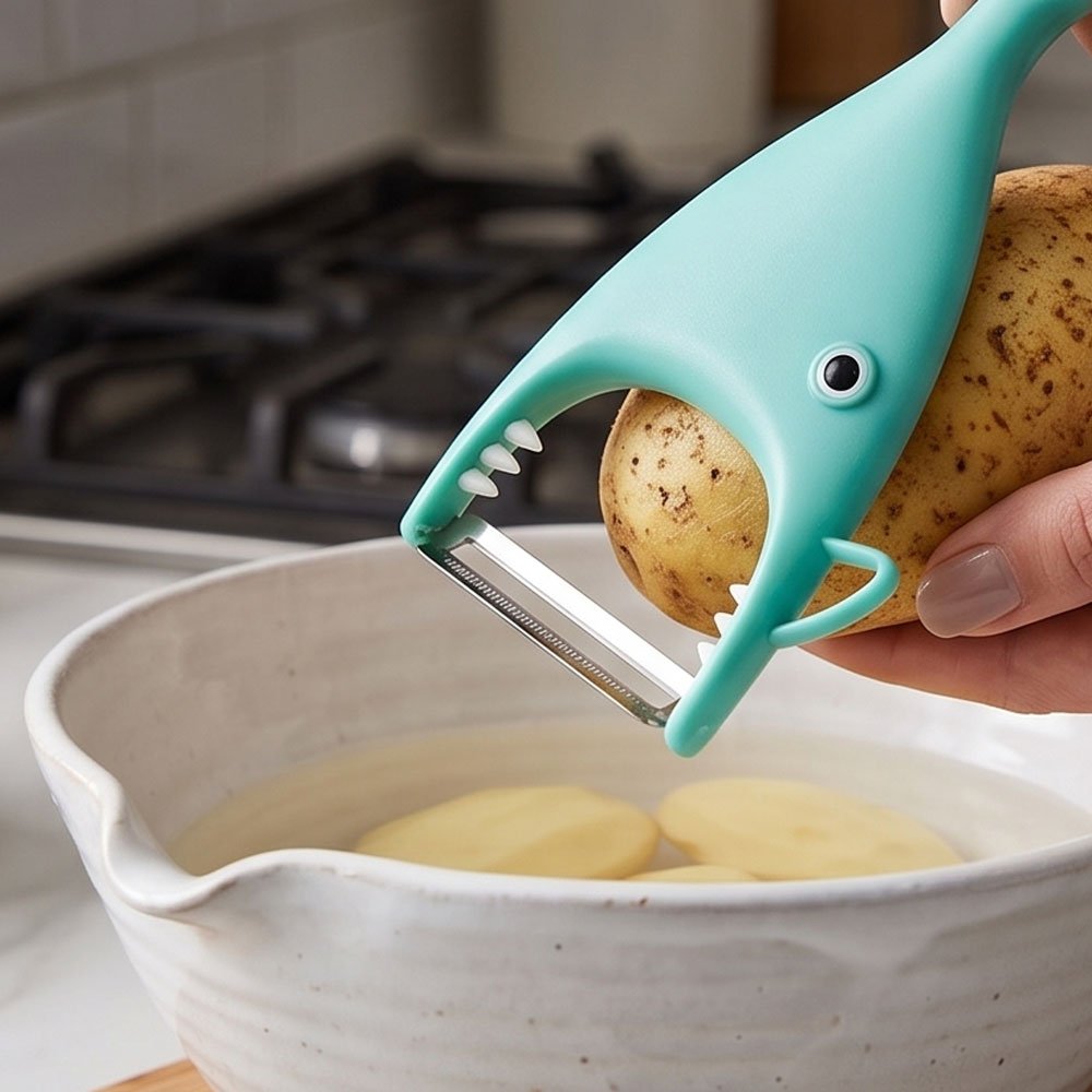 Cute Fish Shaped Stainless Steel Vegetable Peeler For Potatoes Carrots Cucumber Fruit - Image 2