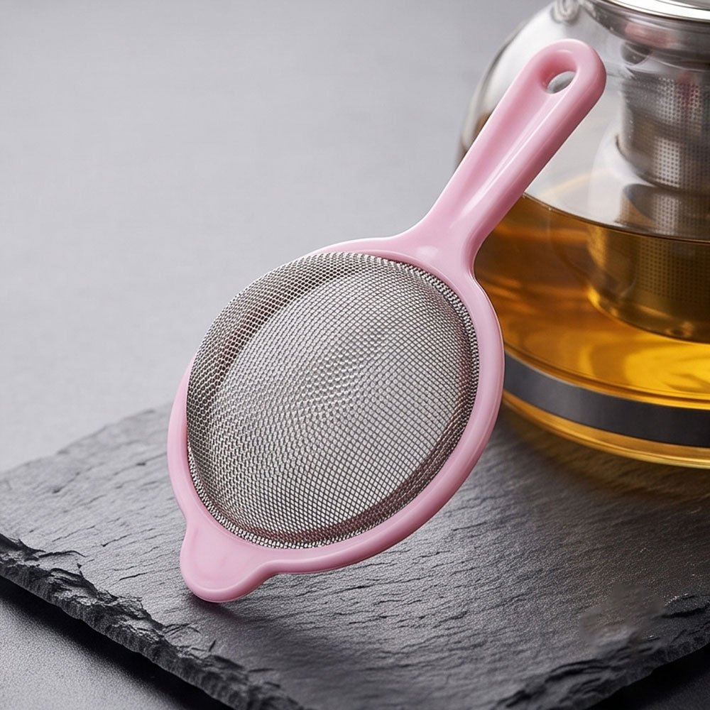 3 Piece Stainless Steel Fine Mesh Strainer Set With Colorful Plastic Handle Frame - Image 4