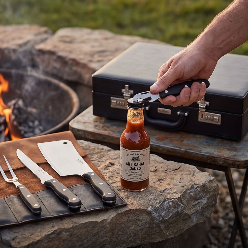 32 Piece Professional Kitchen Knife Block Set With Leather Briefcase Suitcase Case - Image 5