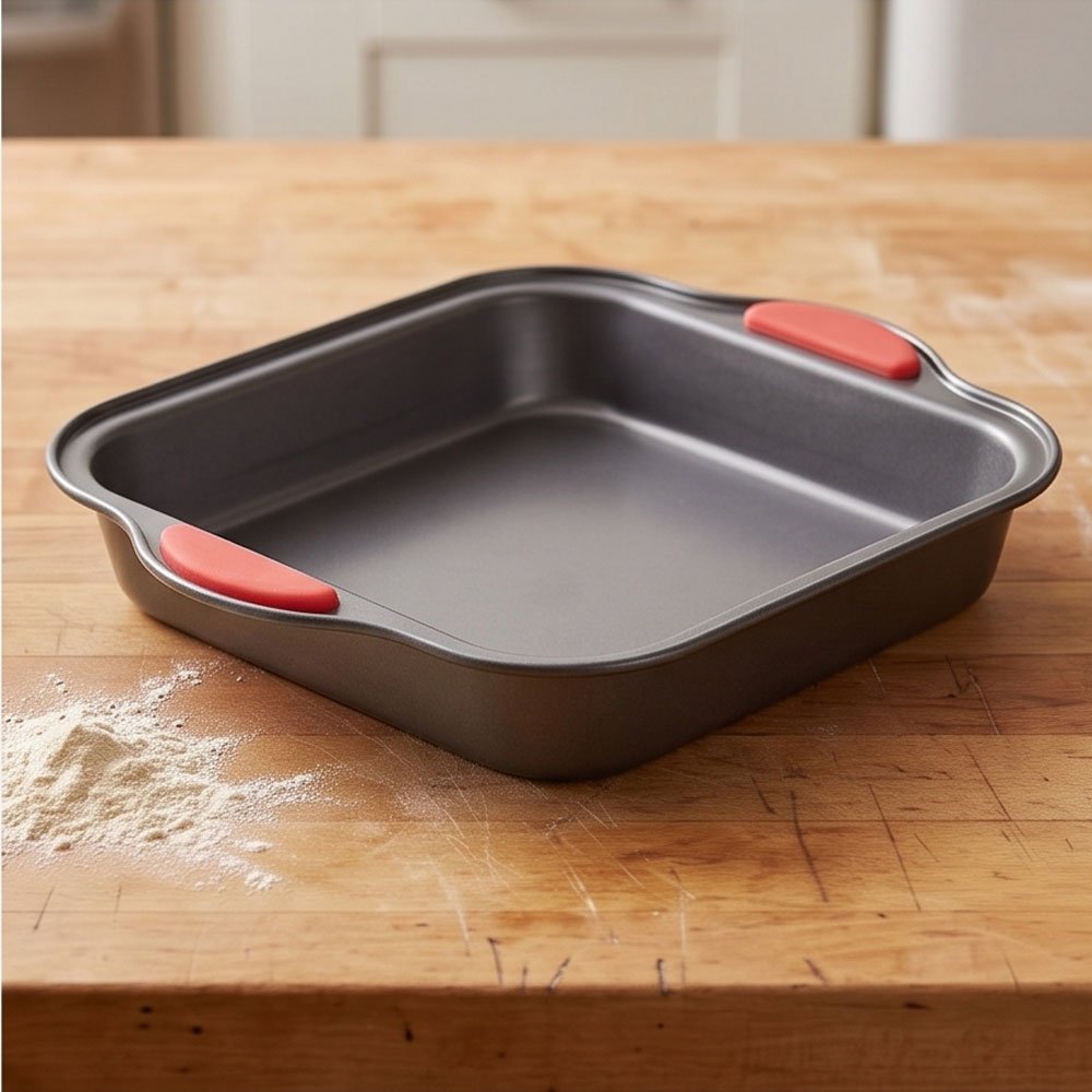 Al Rehman Small Non Stick Teflon Square Baking Pan Casserole Dish with Silicone Grips