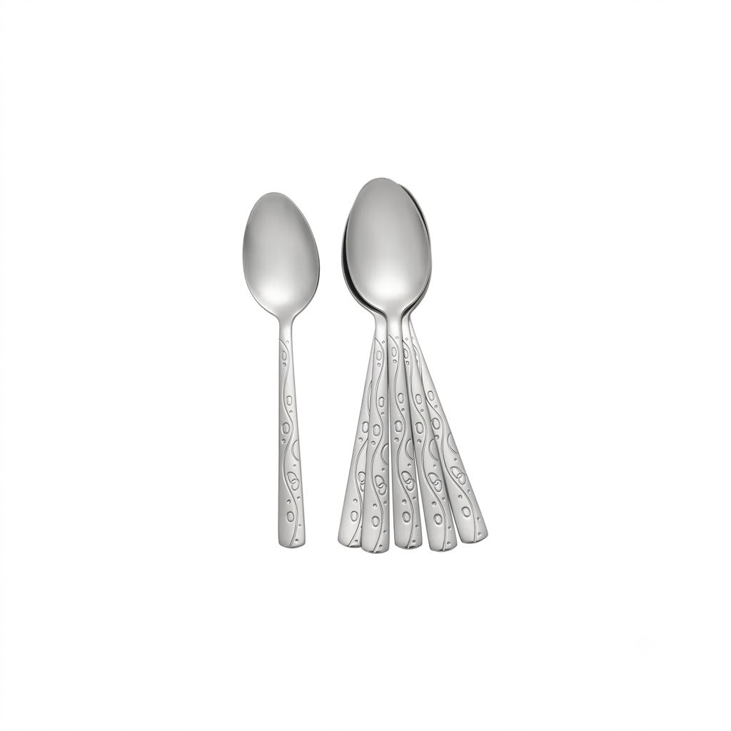 6-piece stainless steel cutlery set with embossed and elegant designs for the dining table - Image 3