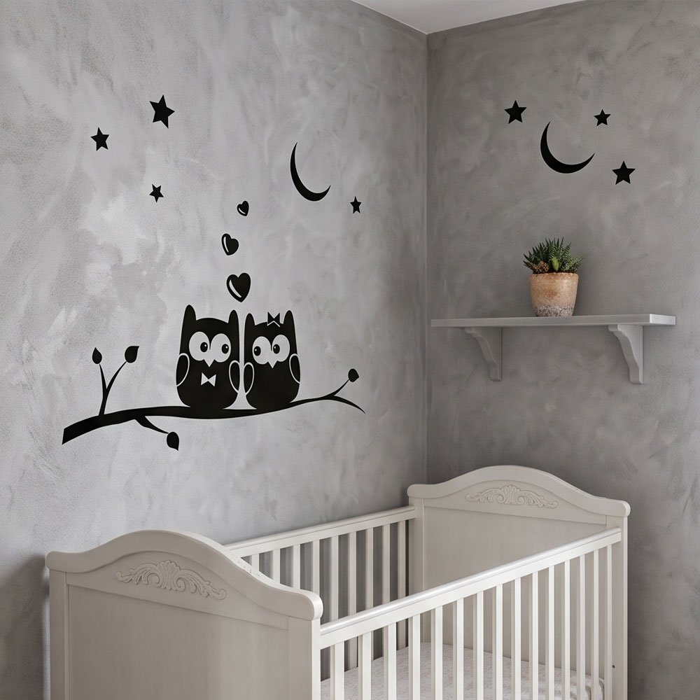 Al Rehman Cute Owls on Tree Branch Wall Sticker Decal for Kids Room Nursery Decor - Image 3