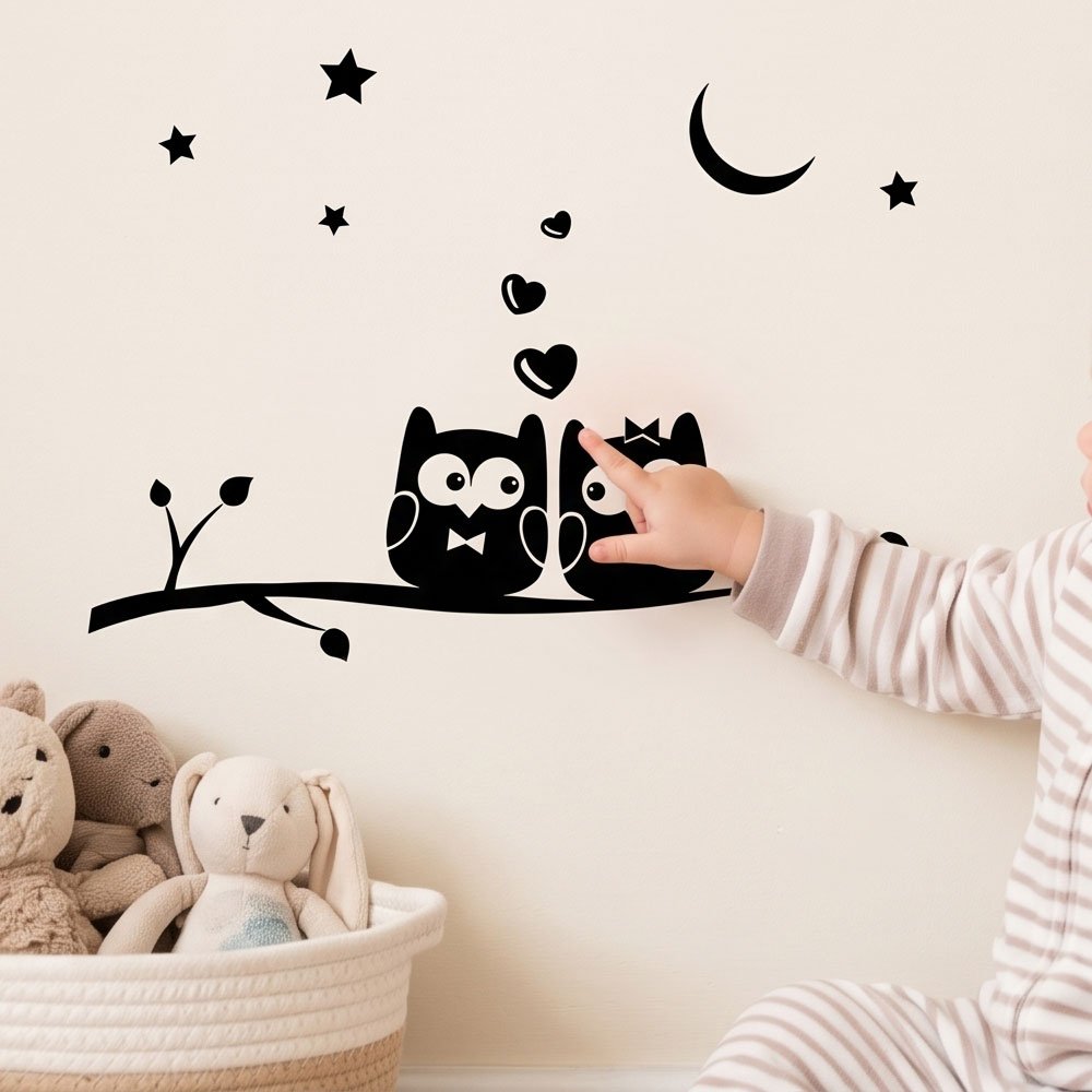 Al Rehman Cute Owls on Tree Branch Wall Sticker Decal for Kids Room Nursery Decor - Image 2