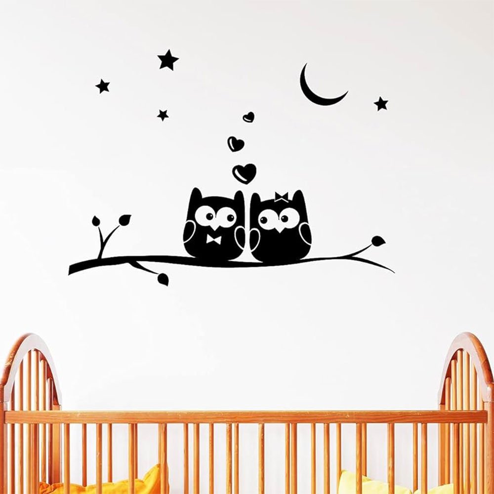 Al Rehman Cute Owls on Tree Branch Wall Sticker Decal for Kids Room Nursery Decor
