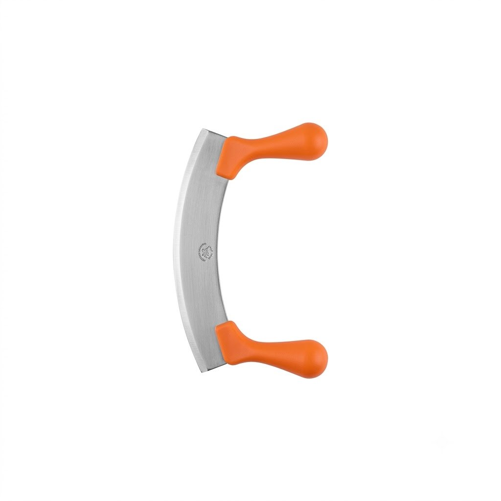 Stainless steel curved chopper for molokhia and other vegetables with two handles for easy control. - Image 3