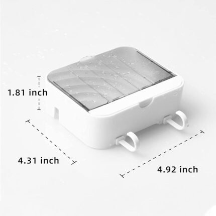 Al Rehman Wall Mounted Drawer Soap Dish Holder Box with Cover and Hooks