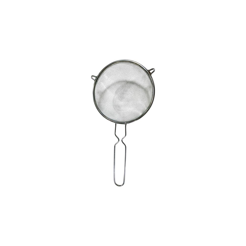 Stainless steel mesh kitchen strainer with a durable metal wire handle for filtering liquids, size 12 - Image 2
