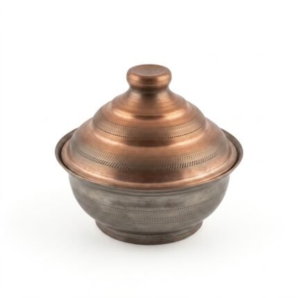 Handcrafted Copper Sugar Bowl Candy Dish Container Box With Lid Table Decor