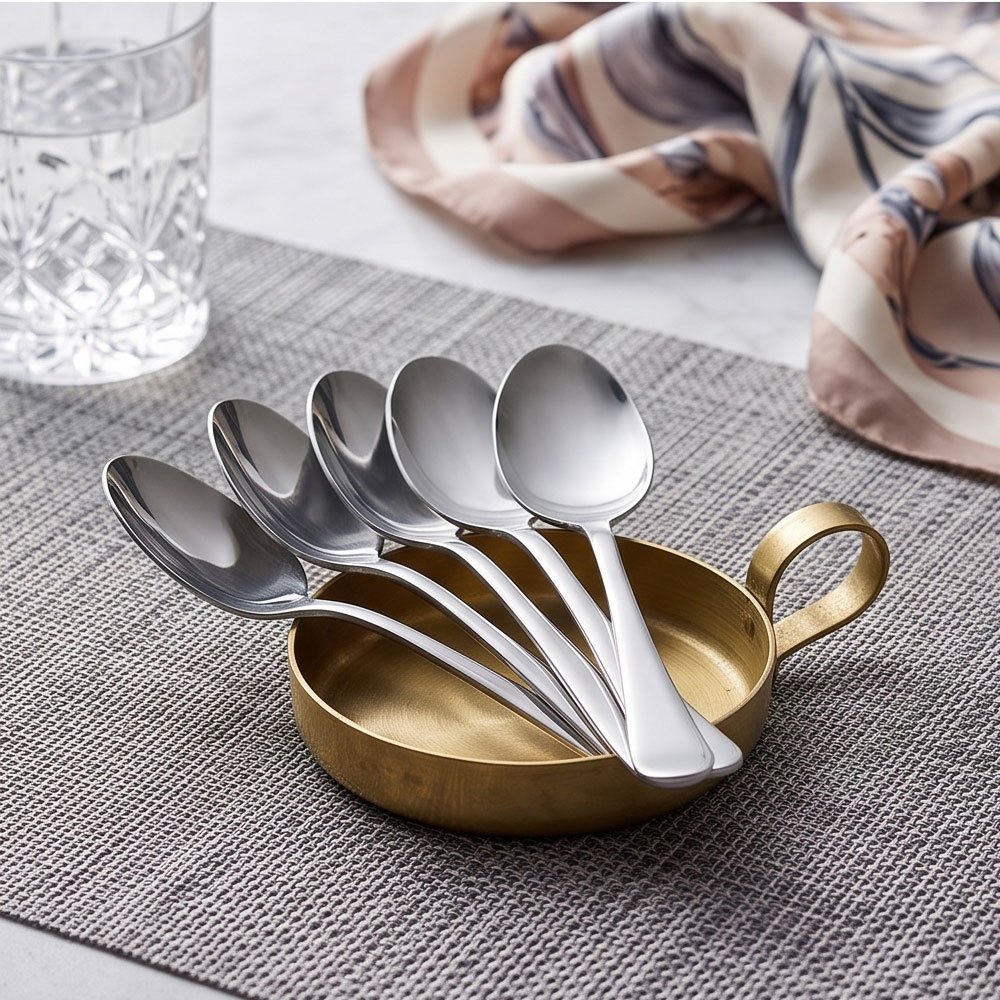 6 Piece Stainless Steel Large Dinner Spoon Set High Quality Tablespoons Cutlery Set - Image 5