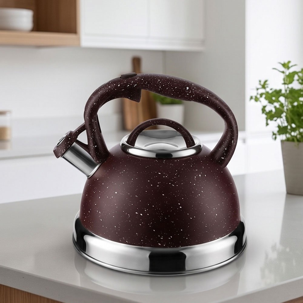 3 Liter Stainless Steel Whistling Tea Kettle Granite Coating Heat Resistant Handle