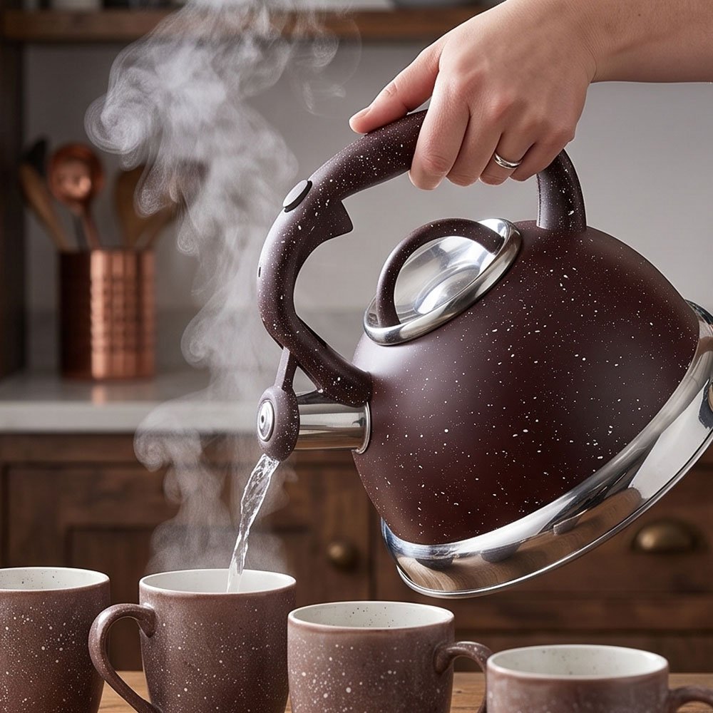3 Liter Stainless Steel Whistling Tea Kettle Granite Coating Heat Resistant Handle - Image 3