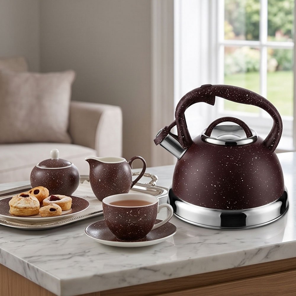 3 Liter Stainless Steel Whistling Tea Kettle Granite Coating Heat Resistant Handle - Image 4