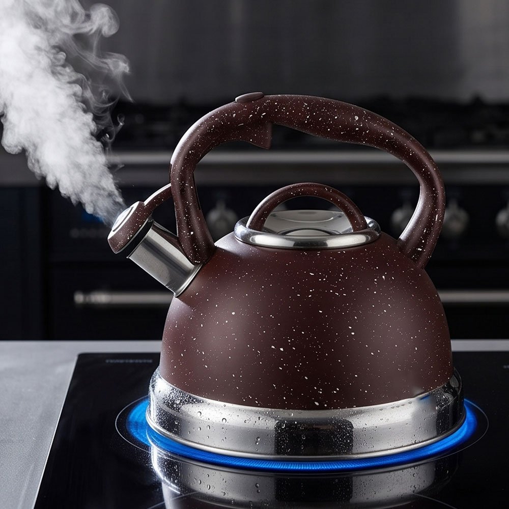 3 Liter Stainless Steel Whistling Tea Kettle Granite Coating Heat Resistant Handle - Image 5