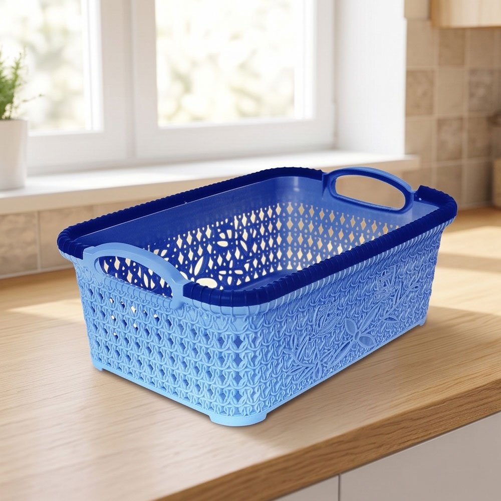 Multipurpose Plastic Storage Basket Box Container with Handles for Kitchen and Bathroom