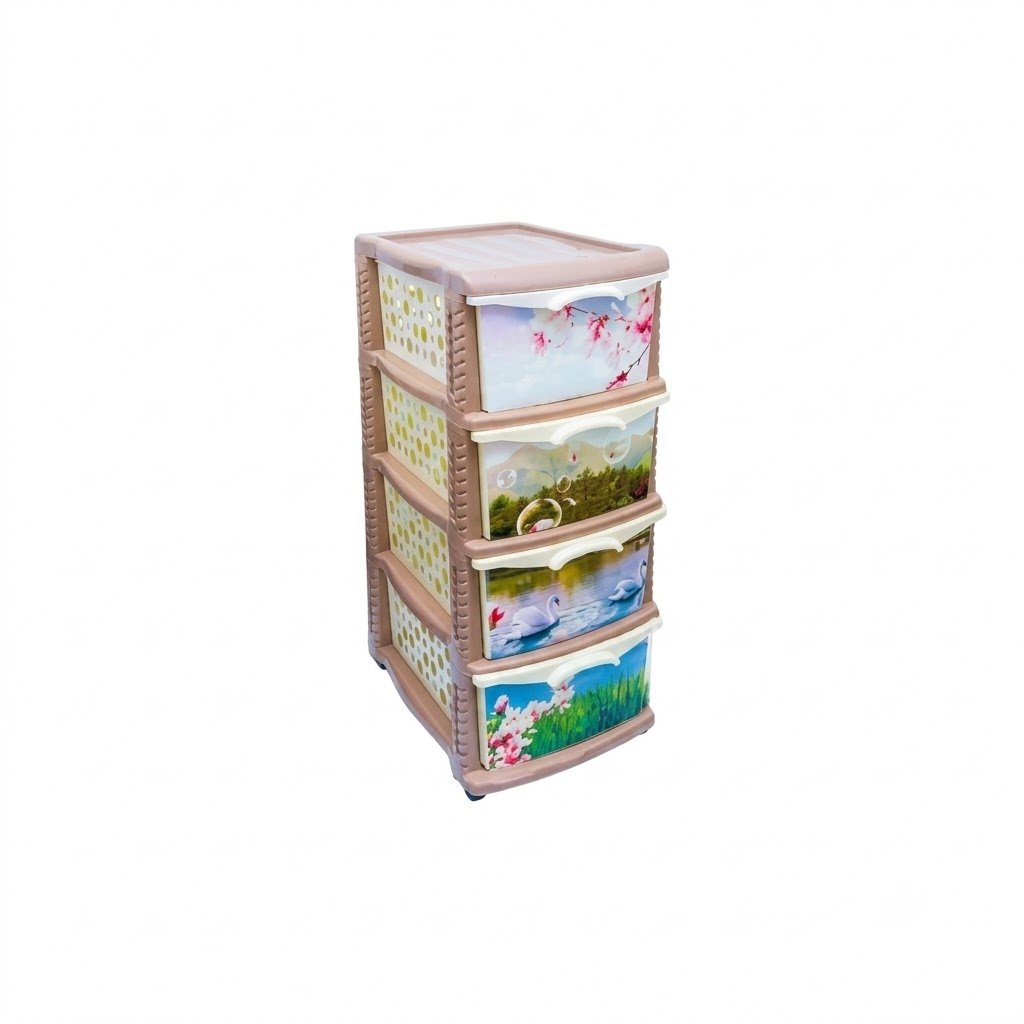 Al Andalus Sphinx 4 Drawer Plastic Storage Cabinet Organizers Tower - Beige