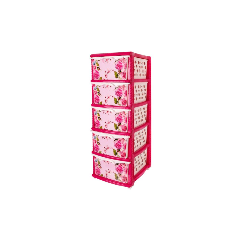 Al Andalus Sphinx 5 Drawer Plastic Storage Cabinet Organizers Tower - Pink - Image 3