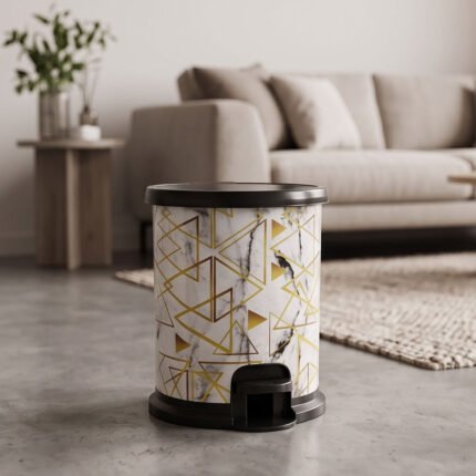 Al Andalus Flora Printed Plastic Pedal Trash Can Size 3 With Foot Pedal & Lid
