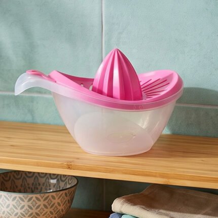Al Andalus Wave Manual Plastic Citrus Juicer With Container & Strainer
