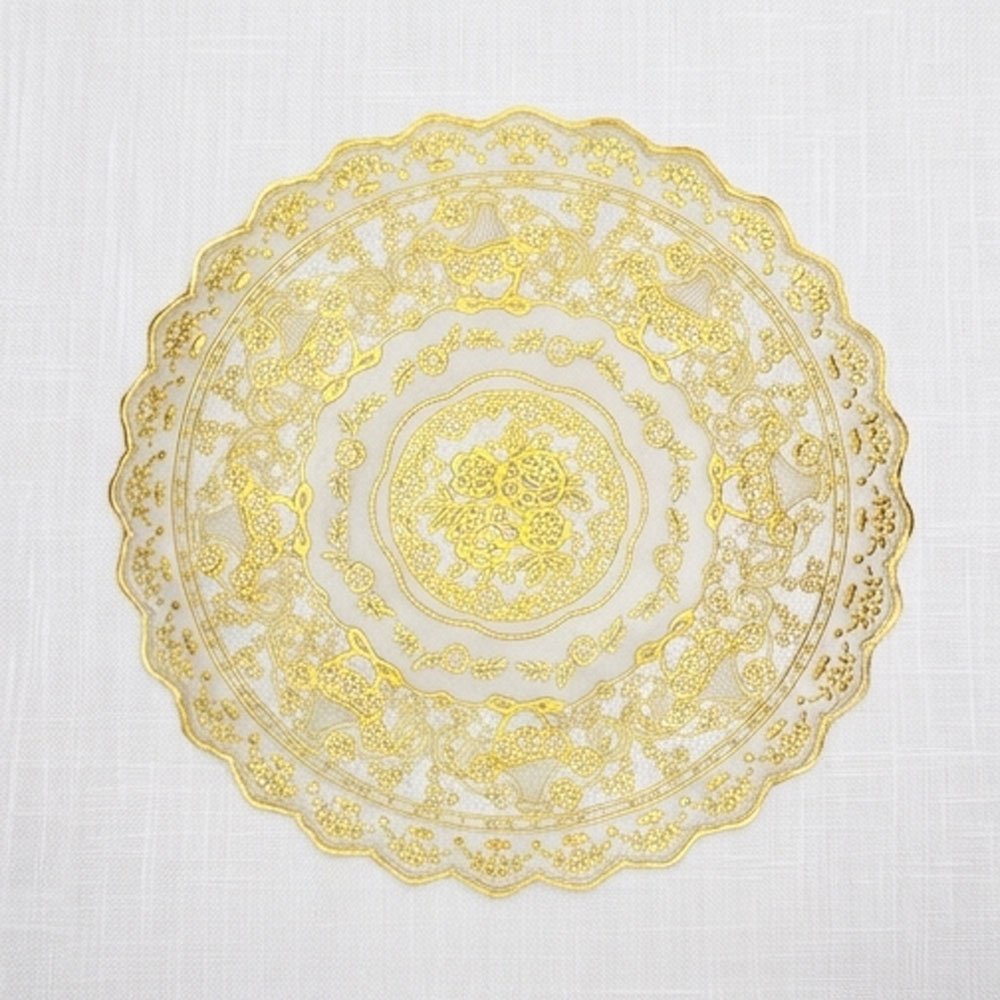 Round Golden Lace Table Mat Placemat Doily Cover For Buffet Niche Decoration - Image 2