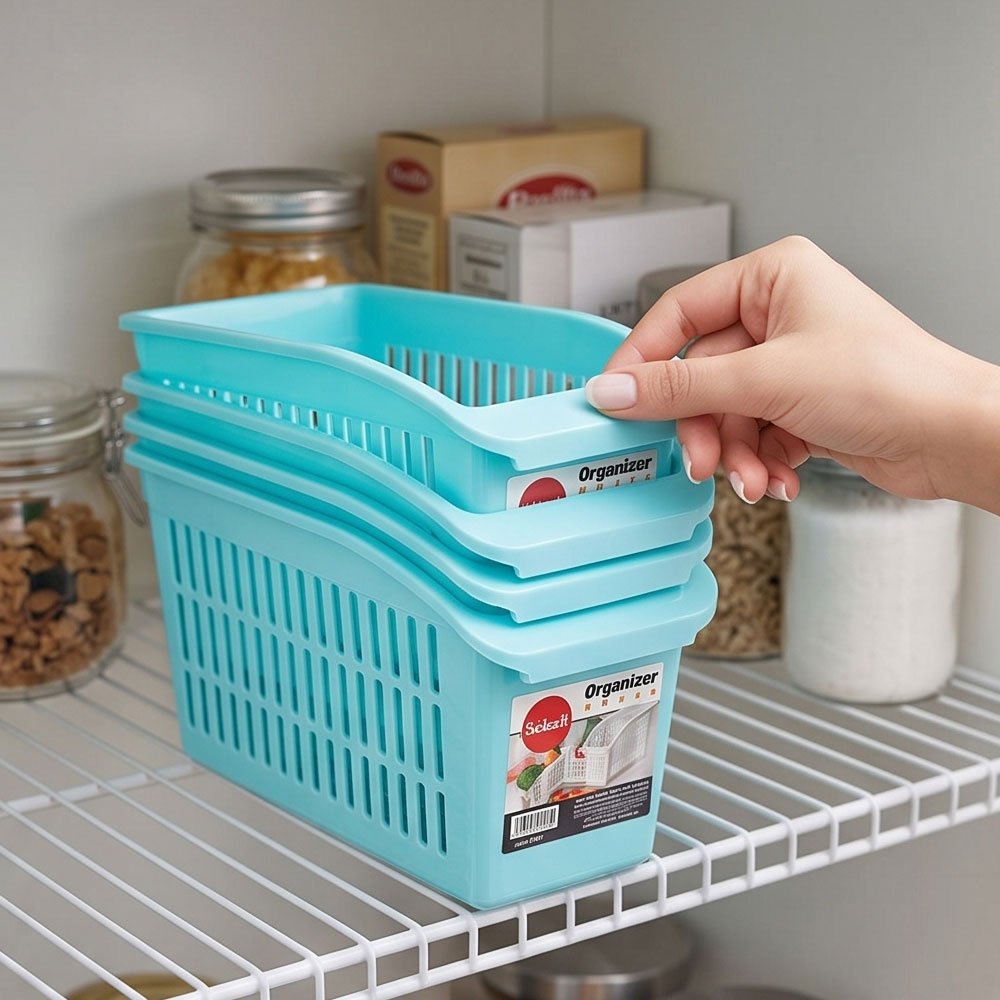 Slim plastic refrigerator and kitchen organizer, National brand, sky blue - Image 2