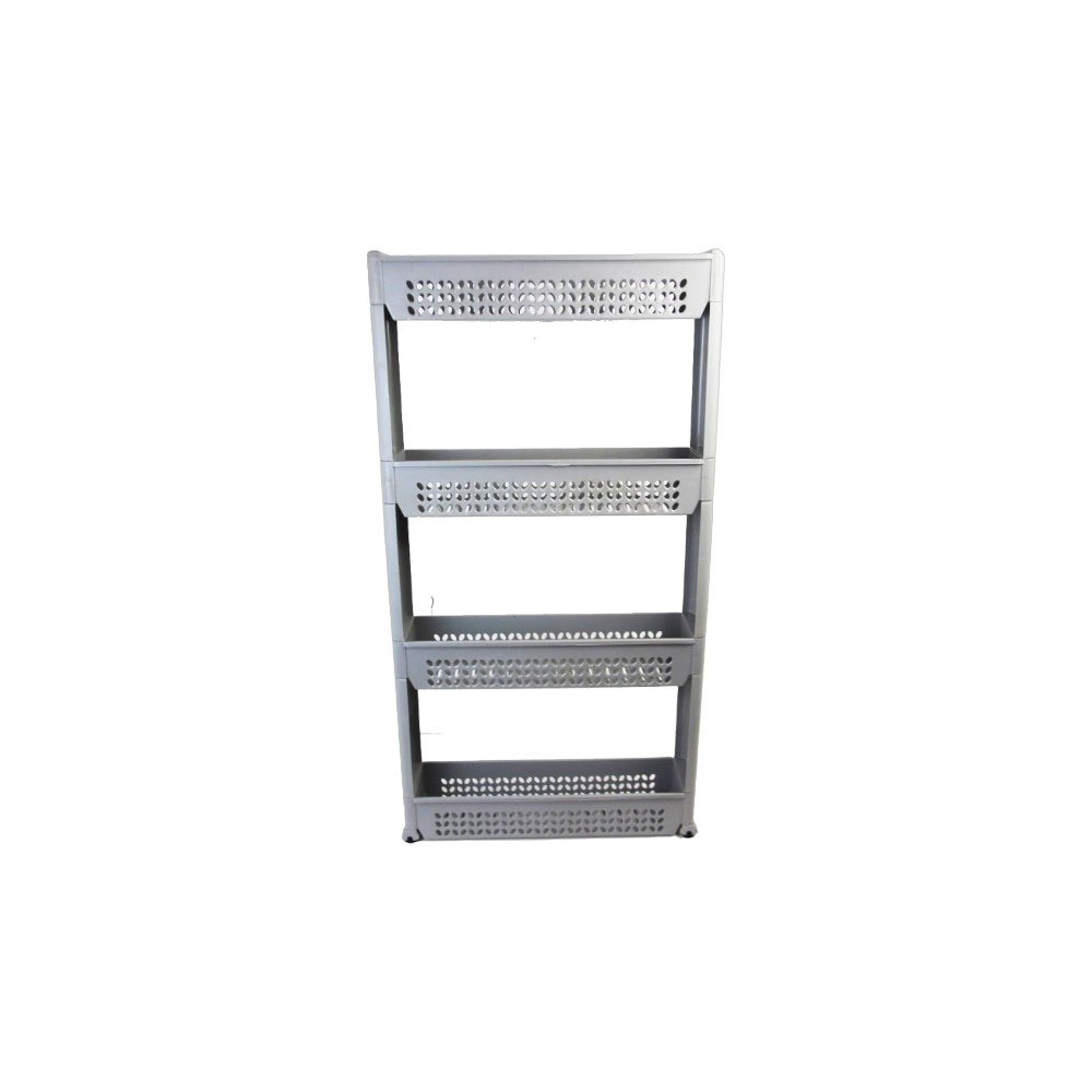 4-Tier Rectangular Plastic Trolley Organizer for Bathroom and Kitchen, Gray