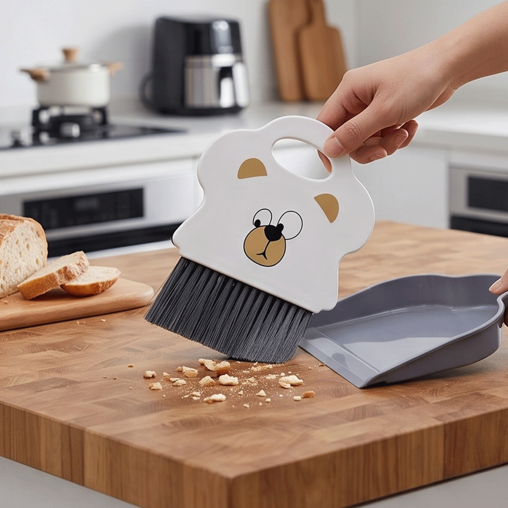 El Amana Mini Table And Desktop Dustpan With Brush Cleaning Set Bear Shape Design - Image 2