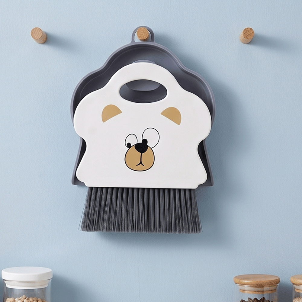 El Amana Mini Table And Desktop Dustpan With Brush Cleaning Set Bear Shape Design