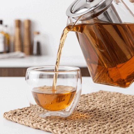 Pyrex Glass Thermal Teapot, Vertical, Square, with Infuser and Stainless Steel Lid, 950ml