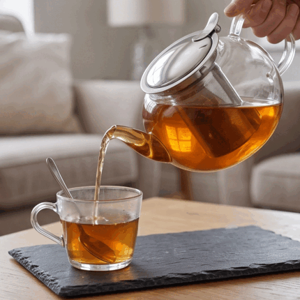 Pyrex thermal glass teapot with integrated infuser and stainless steel lid, 800ml