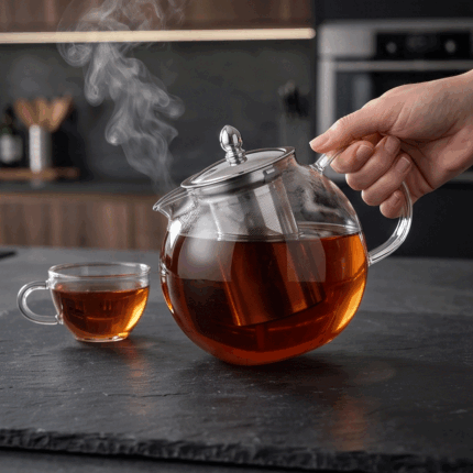 Pyrex glass thermal teapot with strainer and stainless steel rust-resistant lid 1300ml