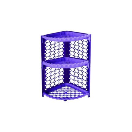 3-Tier Triangular Plastic Corner Organizer Shelf for Bathroom and Kitchen, Purple