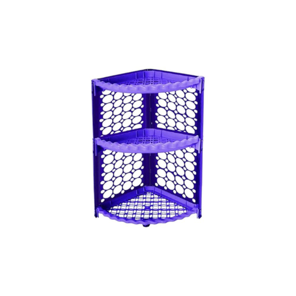 3-Tier Triangular Plastic Corner Organizer Shelf for Bathroom and Kitchen, Purple