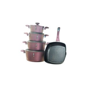 Tefal Lines 9-piece cookware set with Tefal lids and non-stick grill