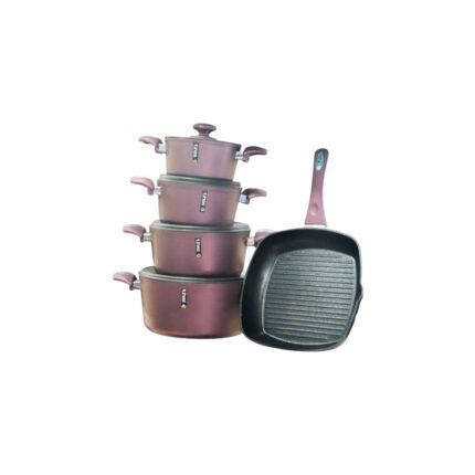 Tefal Lines 9-piece cookware set with Tefal lids and non-stick grill