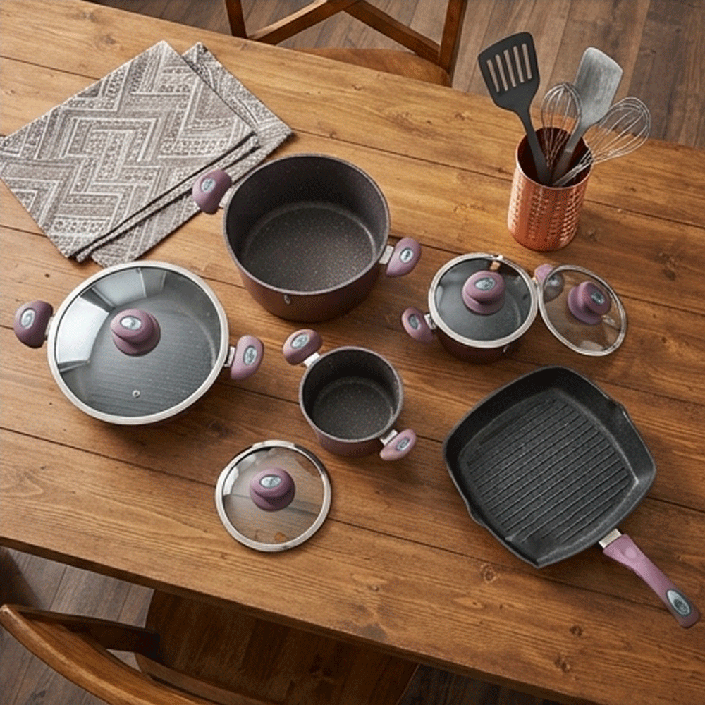 Tefal Lines 9-piece cookware set with Tefal lids and non-stick grill - Image 4