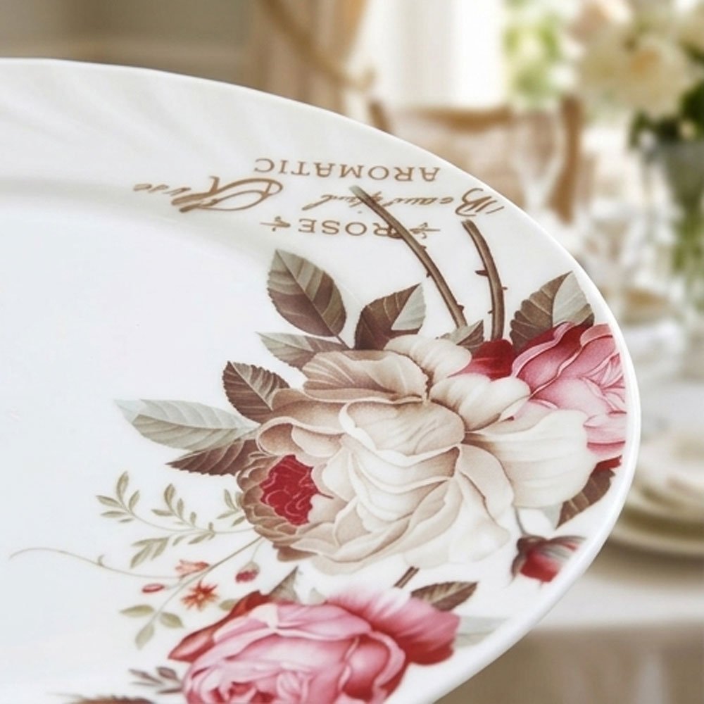 58 Piece Luxury Opal Dinnerware Set Elegant Floral Pattern Dining Tableware - Image 3