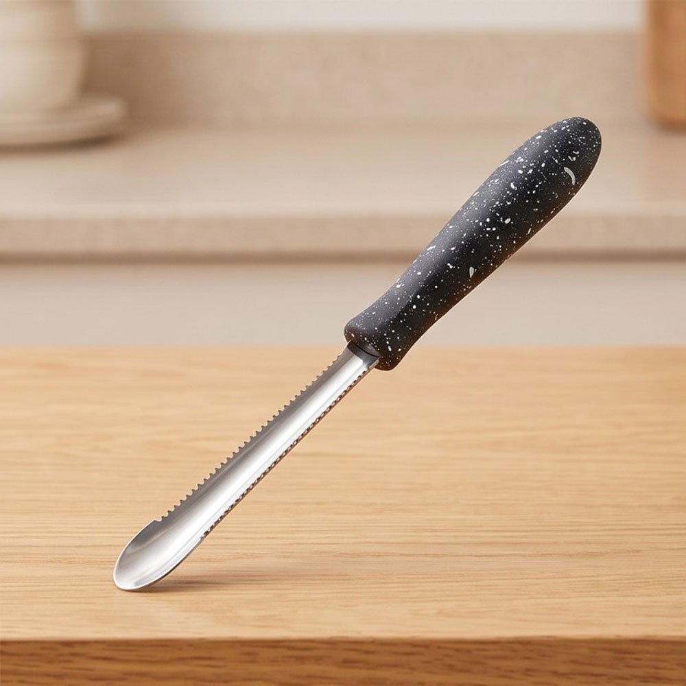 Stainless Steel Vegetable Corer Tool with Serrated Edge & Granite Style Handle - Image 2