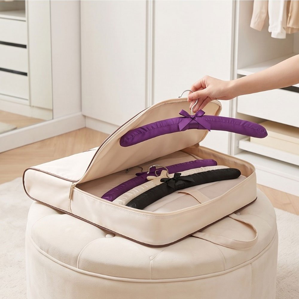Satin Padded Clothes Hanger with Bow Accent for Delicate Dresses & Bridal Wear - Image 4