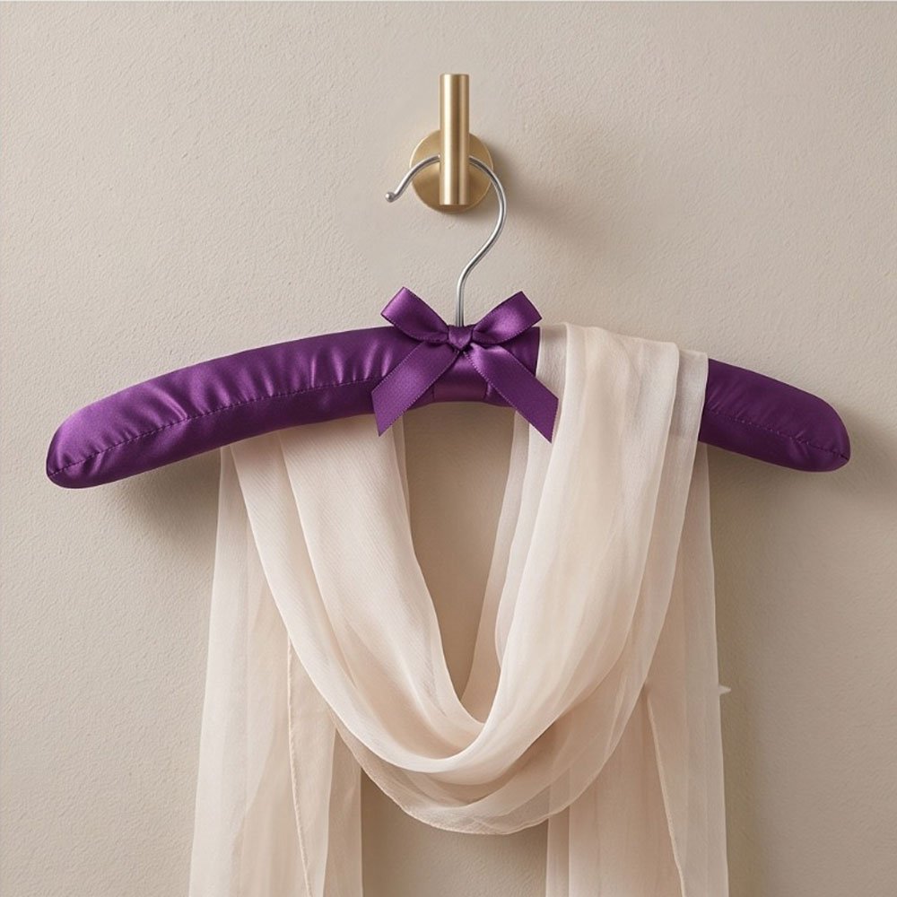 Satin Padded Clothes Hanger with Bow Accent for Delicate Dresses & Bridal Wear - Image 5